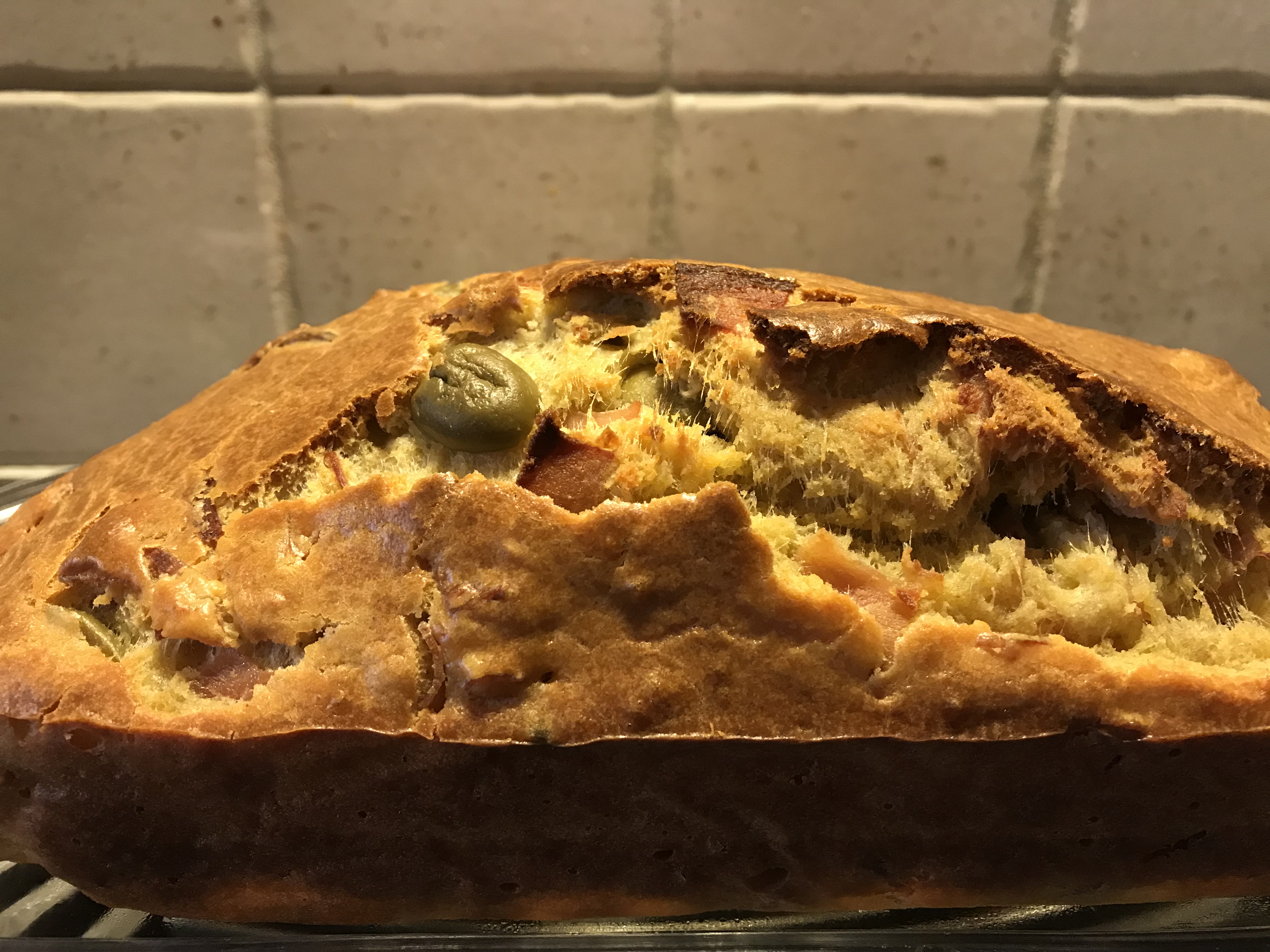 Easy gluten free ham and olive cake